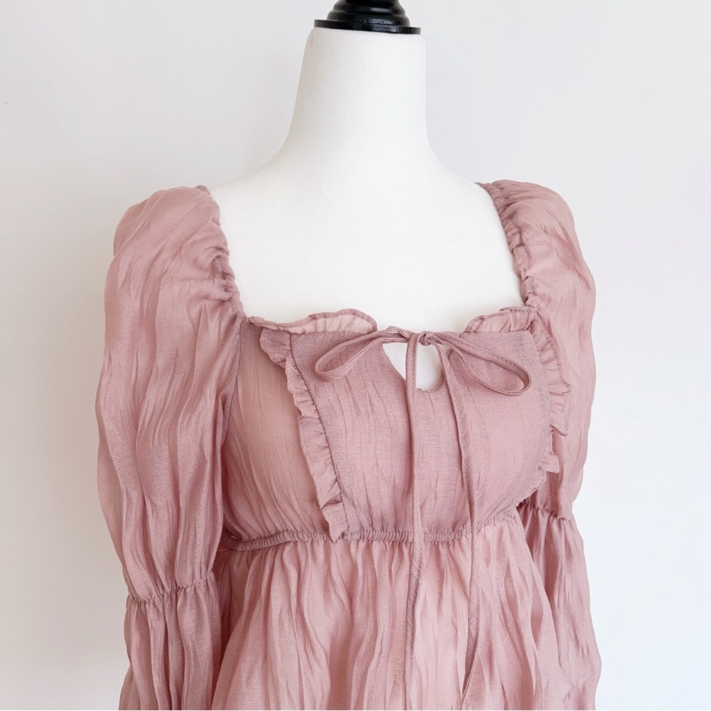 Fairycore Sheer Blouse – Soft Romantic Puff Sleeve Top！100% new condition! - Picture 4 of 10
